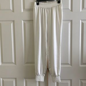 NWOT - INC Women’s Fancy White Jogger Style Trousers with Side Pockets, Size S.